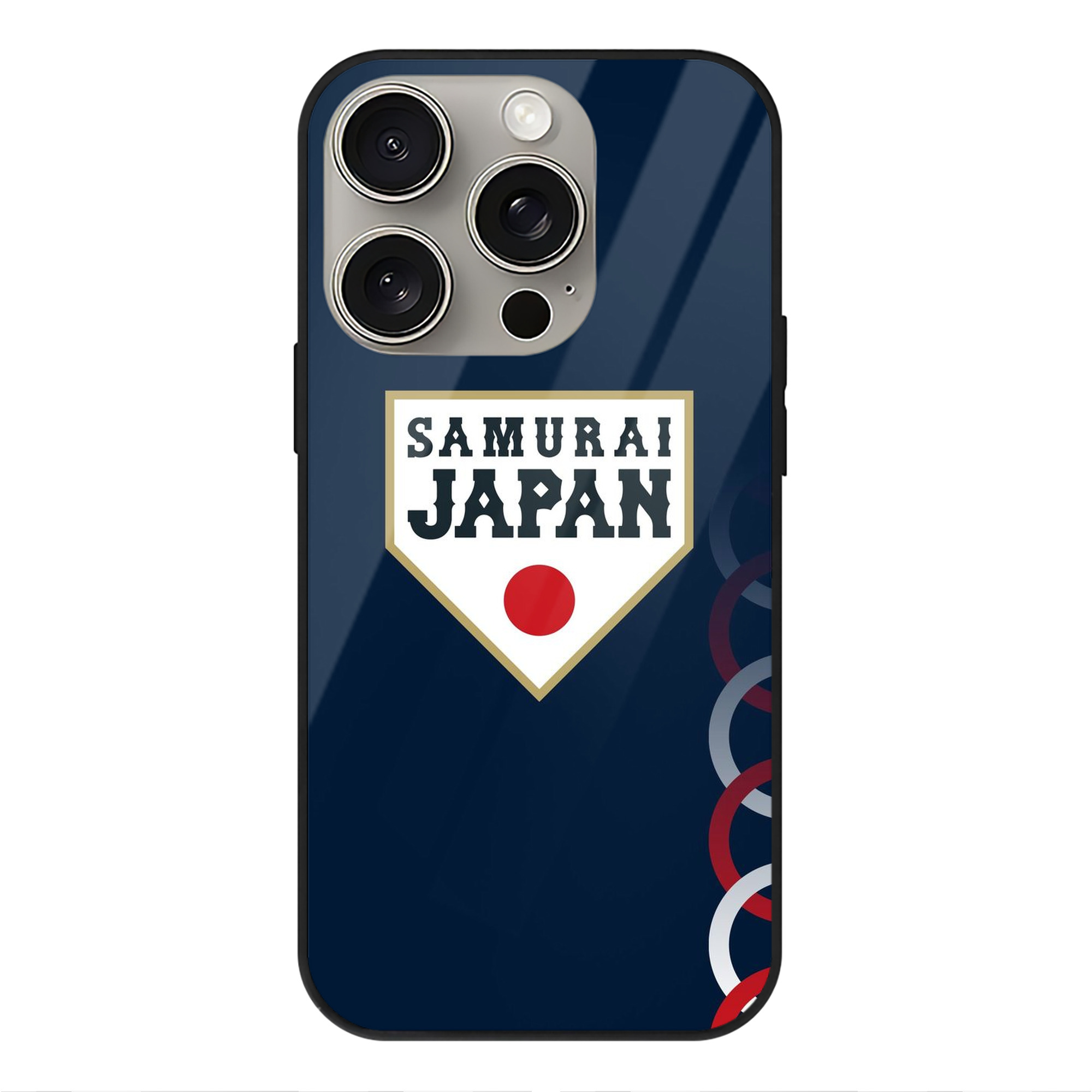 サムライブルー - IPhone15Pro対応 ・ スマホケース ・ 背面ガラス ・ TPU+強化ガラス ・ 耐衝撃 ・ 黄変防止 ・ ワイヤレス充電対応 ・ 3D立体ボタン