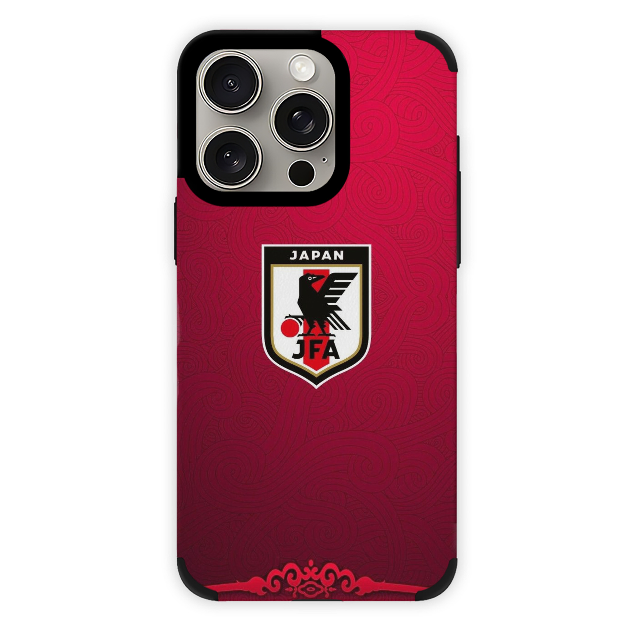 JFAロゴ - IPhone15ProMax対応 ・ PUレザースマホケース ・ 耐衝撃 ・ 黄変防止 ・ 360度全面保護 ・ 柔らか手触り ・ 3D立体ボタン