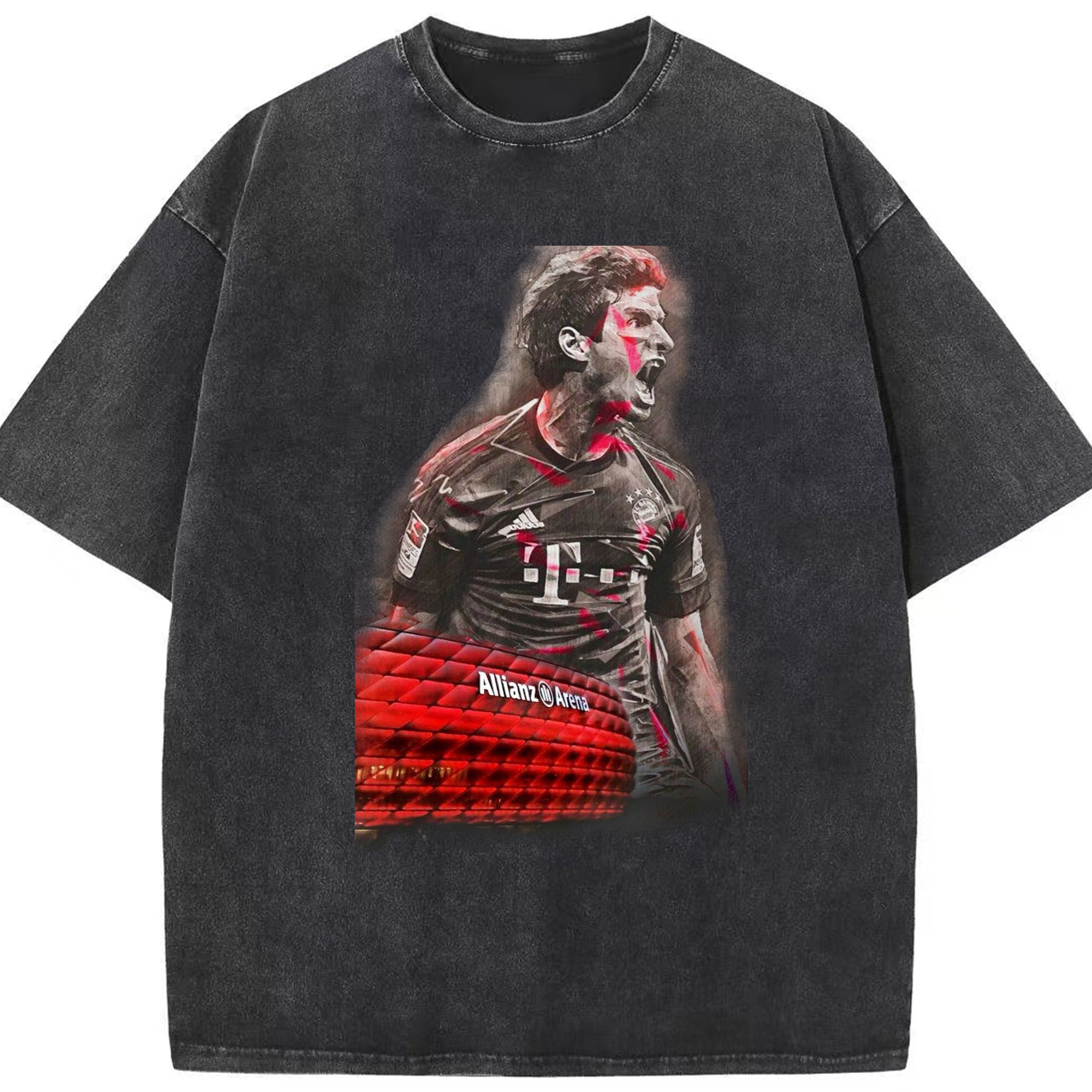 アイコン オブ バイエルン ミュラー - 綿100％ ヴィンテージ風 半袖Tシャツ ・ フロントプリント ・ 柔らか肌触り ・ 通気性 快適 ・ スポーツ カジュアル 外出用